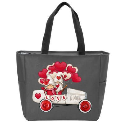 Love Gnome Valentines Day Heart Zip Tote Bag