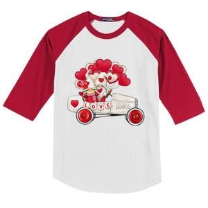 Love Gnome Valentines Day Heart Kids Colorblock Raglan Jersey