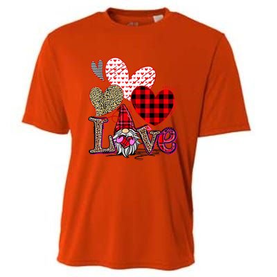 Love Gnome Valentines Day Red Buffalo Plaid Leopard Cooling Performance Crew T-Shirt