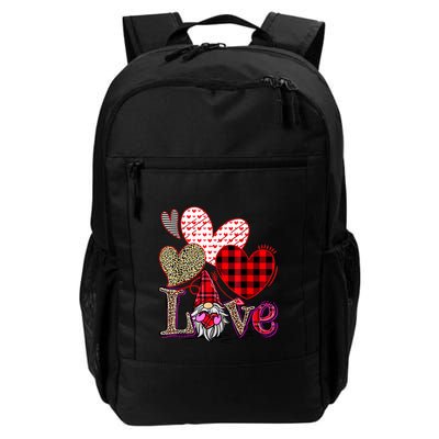 Love Gnome Valentines Day Red Buffalo Plaid Leopard Backpack
