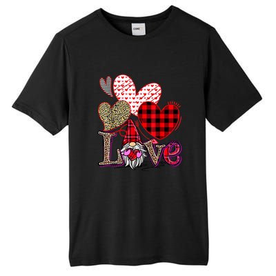 Love Gnome Valentines Day Red Buffalo Plaid Leopard Tall Fusion ChromaSoft Performance T-Shirt