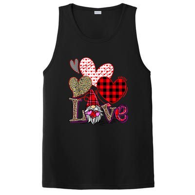 Love Gnome Valentines Day Red Buffalo Plaid Leopard PosiCharge Competitor Tank