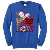 Love Gnome Valentines Day Red Buffalo Plaid Leopard Sweatshirt