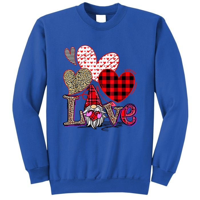 Love Gnome Valentines Day Red Buffalo Plaid Leopard Sweatshirt