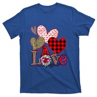 Love Gnome Valentines Day Red Buffalo Plaid Leopard T-Shirt