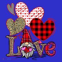 Love Gnome Valentines Day Red Buffalo Plaid Leopard Tall T-Shirt
