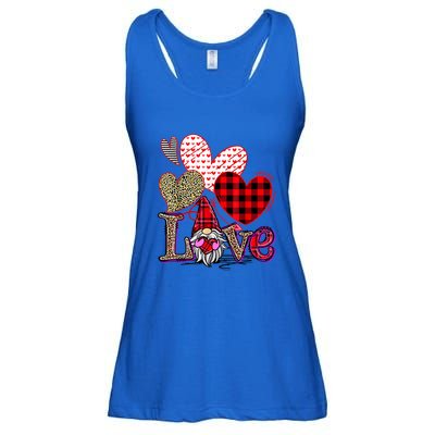 Love Gnome Valentines Day Red Buffalo Plaid Leopard Ladies Essential Flowy Tank