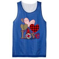 Love Gnome Valentines Day Red Buffalo Plaid Leopard Mesh Reversible Basketball Jersey Tank