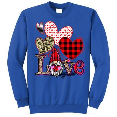 Love Gnome Valentines Day Red Buffalo Plaid Leopard Tall Sweatshirt