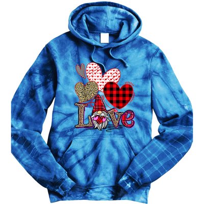 Love Gnome Valentines Day Red Buffalo Plaid Leopard Tie Dye Hoodie