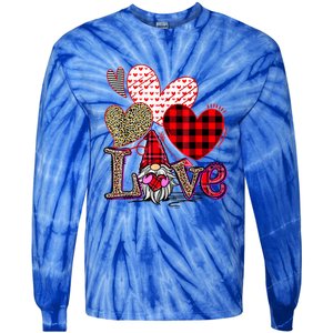 Love Gnome Valentines Day Red Buffalo Plaid Leopard Tie-Dye Long Sleeve Shirt