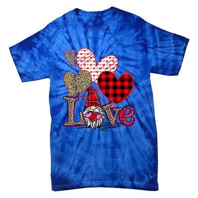 Love Gnome Valentines Day Red Buffalo Plaid Leopard Tie-Dye T-Shirt