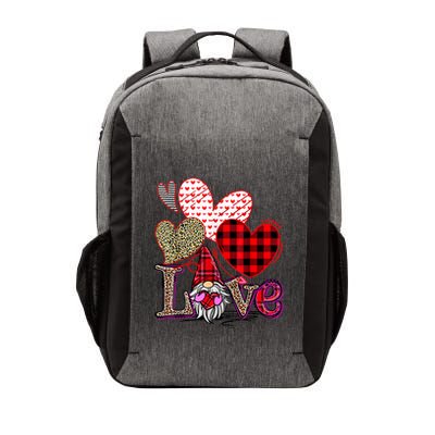 Love Gnome Valentines Day Red Buffalo Plaid Leopard Vector Backpack