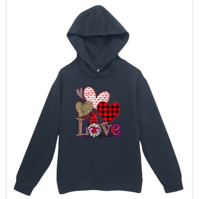 Love Gnome Valentines Day Red Buffalo Plaid Leopard Urban Pullover Hoodie