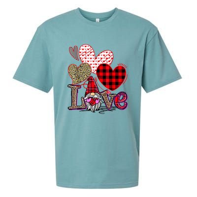 Love Gnome Valentines Day Red Buffalo Plaid Leopard Sueded Cloud Jersey T-Shirt