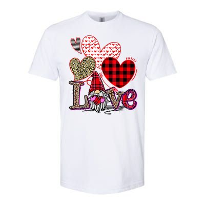 Love Gnome Valentines Day Red Buffalo Plaid Leopard Softstyle CVC T-Shirt