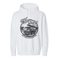 Lets Go Van Surfing Vintage Summer Surf Garment-Dyed Fleece Hoodie