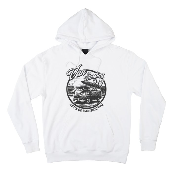 Lets Go Van Surfing Vintage Summer Surf Hoodie