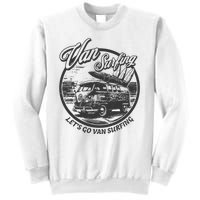 Lets Go Van Surfing Vintage Summer Surf Sweatshirt