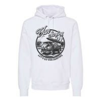 Lets Go Van Surfing Vintage Summer Surf Premium Hoodie