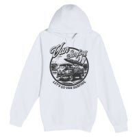 Lets Go Van Surfing Vintage Summer Surf Premium Pullover Hoodie