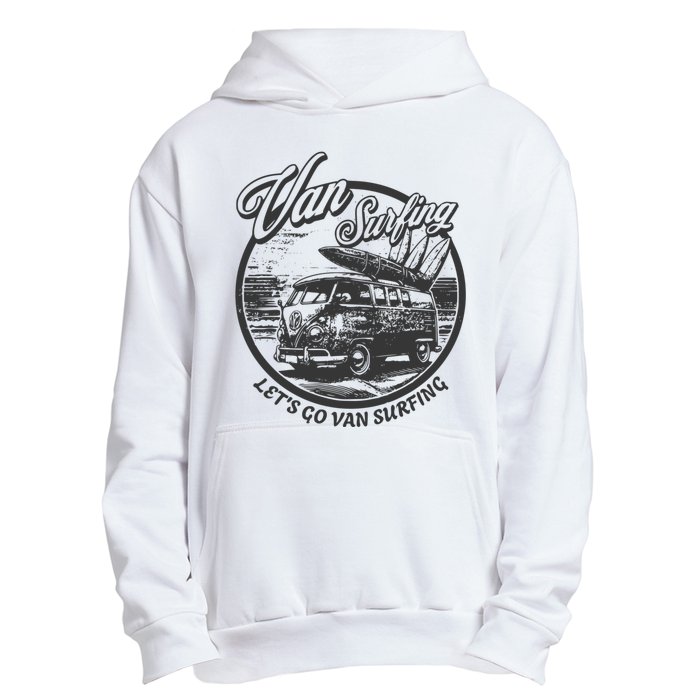 Lets Go Van Surfing Vintage Summer Surf Urban Pullover Hoodie