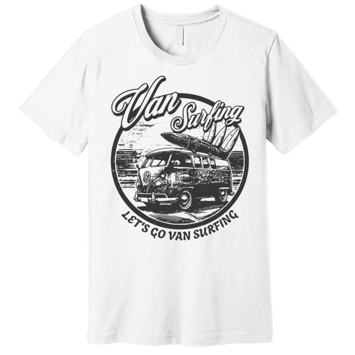 Lets Go Van Surfing Vintage Summer Surf Premium T-Shirt