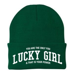 Lucky Girl Varsity Graphic Knit Cap Winter Beanie