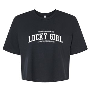 Lucky Girl Varsity Graphic Bella+Canvas Jersey Crop Tee