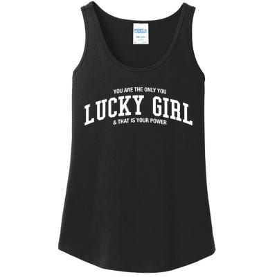 Lucky Girl Varsity Graphic Ladies Essential Tank