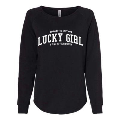 Lucky Girl Varsity Graphic Womens California Wash Sweatshirt