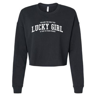 Lucky Girl Varsity Graphic Cropped Pullover Crew