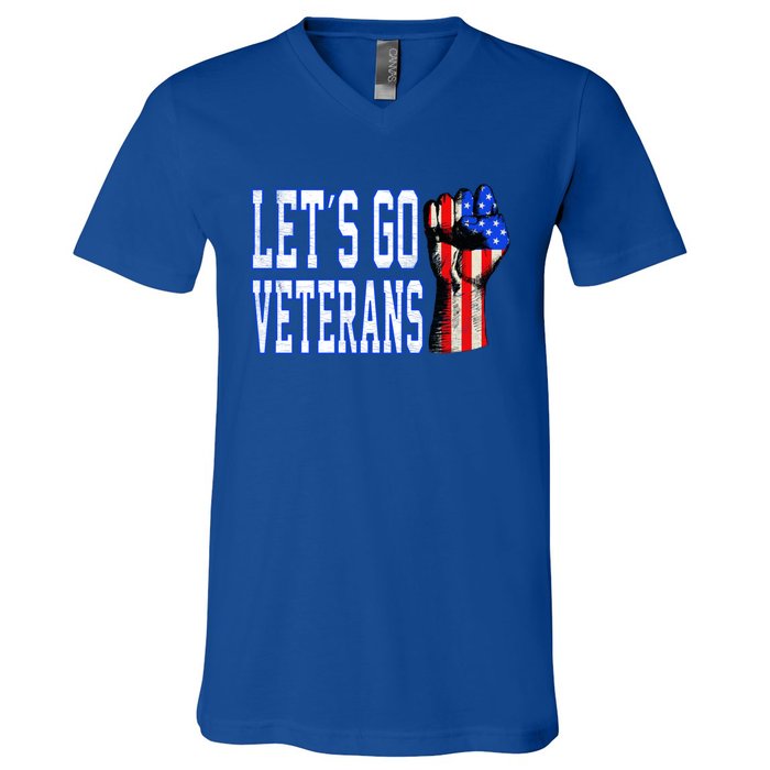 Let´s Go Veterans America Patriotic Veterans Day Meaningful Gift V-Neck T-Shirt