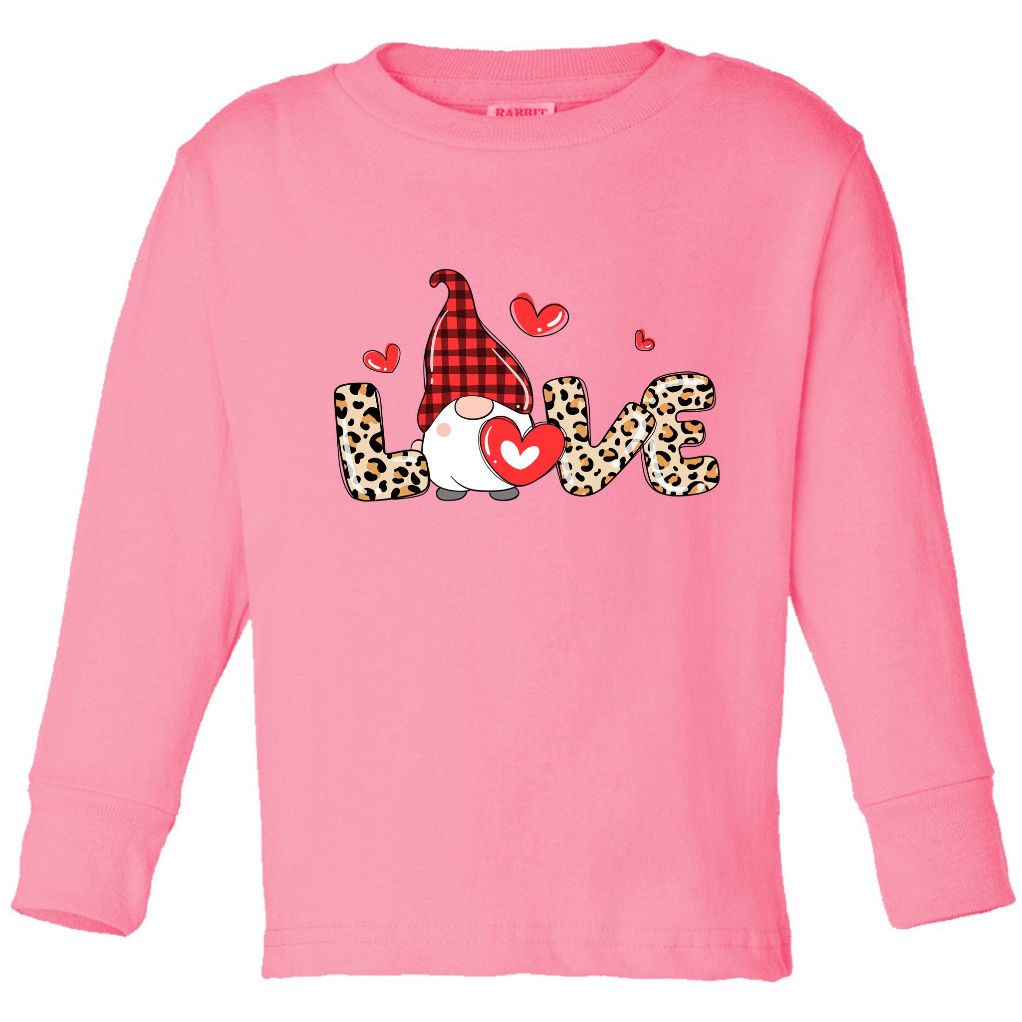 Love Gnome Valentine Heart Toddler Long Sleeve Shirt