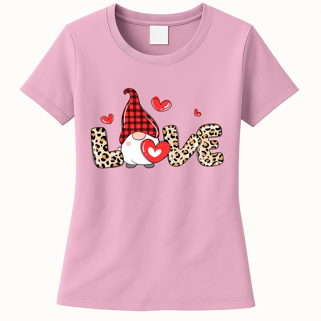 Love Gnome Valentine Heart Womens T-Shirt