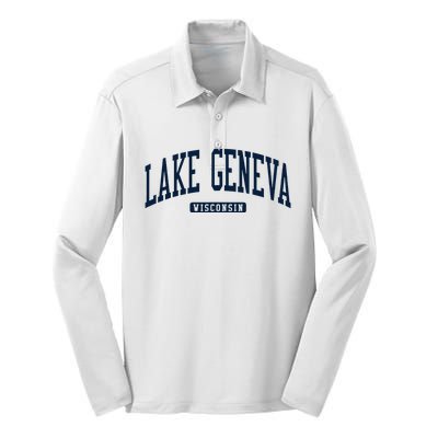 Lake Geneva Wisconsin Wi College University Style Silk Touch Performance Long Sleeve Polo