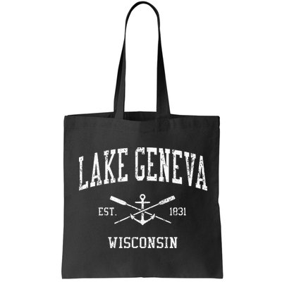 Lake Geneva Wi Vintage Crossed Oars & Boat Anchor Sports Bag