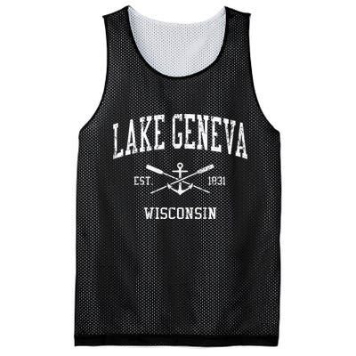 Lake Geneva Wi Vintage Crossed Oars & Boat Anchor Sports Mesh Reversible Basketball Jersey Tank