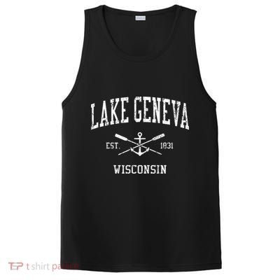 Lake Geneva Wi Vintage Crossed Oars & Boat Anchor Sports PosiCharge Competitor Tank