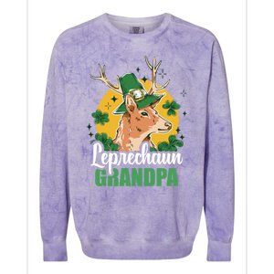 Leprechaun Grandpa With A Deer For St Patrick's Day Gift Colorblast Crewneck Sweatshirt