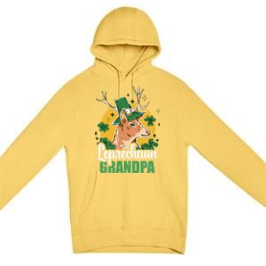 Leprechaun Grandpa With A Deer For St Patrick's Day Gift Premium Pullover Hoodie