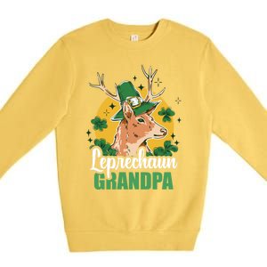 Leprechaun Grandpa With A Deer For St Patrick's Day Gift Premium Crewneck Sweatshirt