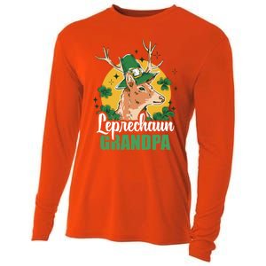 Leprechaun Grandpa With A Deer For St Patrick's Day Gift Cooling Performance Long Sleeve Crew