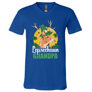 Leprechaun Grandpa With A Deer For St Patrick's Day Gift V-Neck T-Shirt