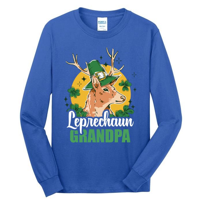 Leprechaun Grandpa With A Deer For St Patrick's Day Gift Tall Long Sleeve T-Shirt