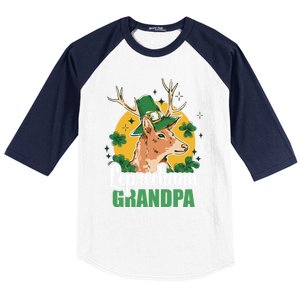 Leprechaun Grandpa With A Deer For St Patrick's Day Gift Baseball Sleeve Shirt