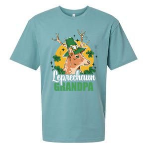 Leprechaun Grandpa With A Deer For St Patrick's Day Gift Sueded Cloud Jersey T-Shirt