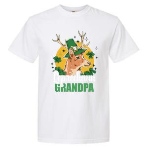 Leprechaun Grandpa With A Deer For St Patrick's Day Gift Garment-Dyed Heavyweight T-Shirt