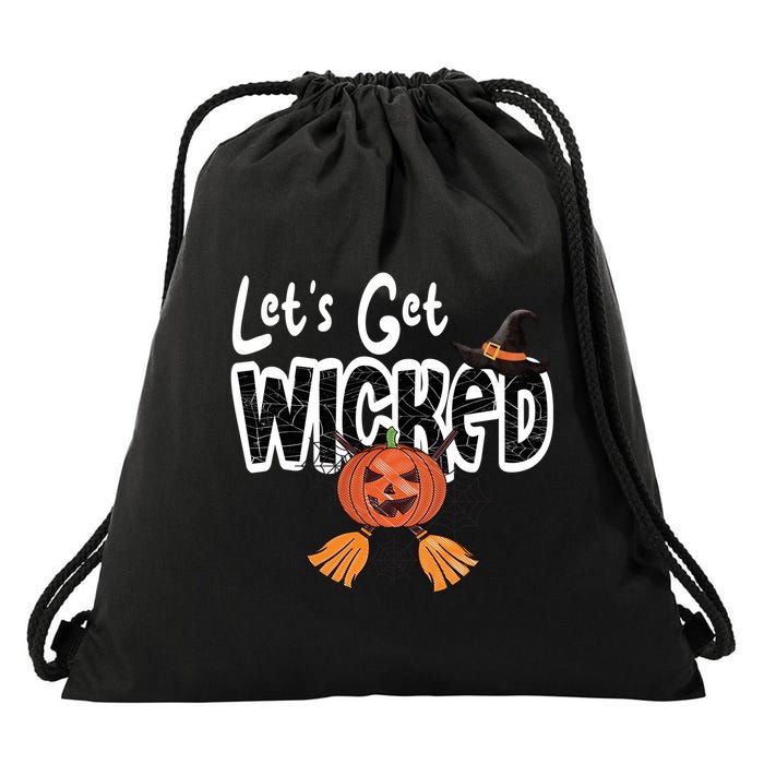 Lets Get Wicked Halloween Spooky Drawstring Bag