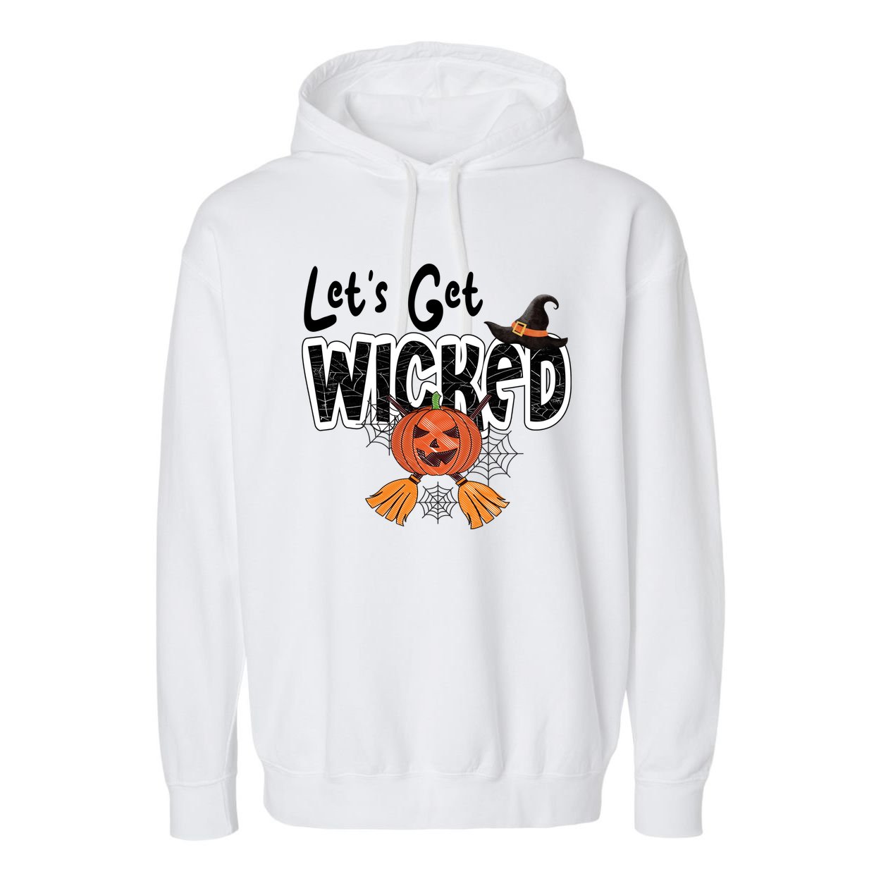 Lets Get Wicked Halloween Spooky Garment-Dyed Fleece Hoodie